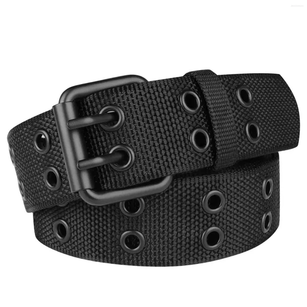 Cintos Grommet Nylon Belt Grande Tamanho 39 '' a 71 '' 180cm Double Prong Punk para Homens Mulheres