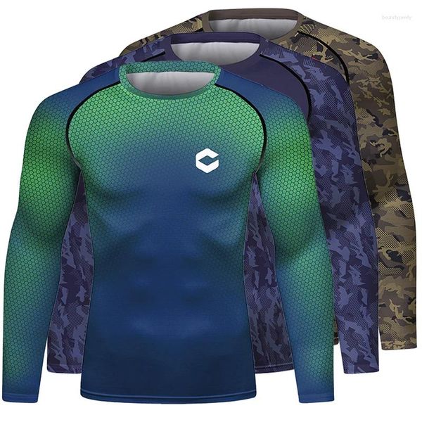 Herren T-Shirts Cody Lundin Quick Dry Strumpfhosen Langarm UV Rash Guard Strand Floatsuit Tops für Männer Kompression Surfen UPF50 Schwimmen