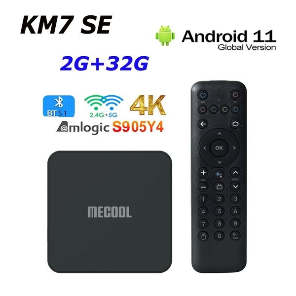 MECOOL KM7 SE Amlogic S905Y4 Android 11 TV Box 4K ATV Certificato Google 2GB 32GB BT5.1 Lettore multimediale PK KP1 KM2 KM7 PLUS Migliore qualità