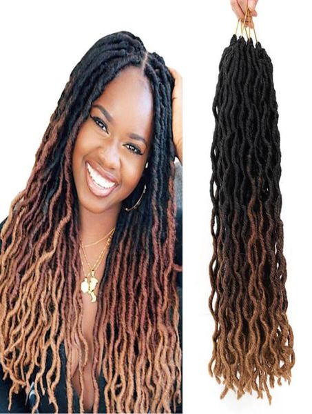 Onda de cabelo ombre crochê sintético trança extensões de cabelo deusa cigano locs 18 polegadas macio dreads dreadlocks cabelo para preto marl8249466