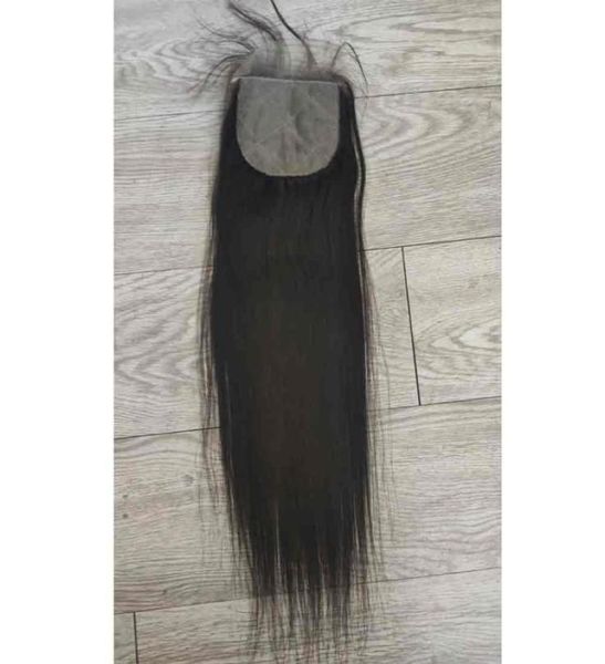 Cor preta natural inteira 5 pçslote base de seda virgem fechamentos onda do corpo brasileiro cabelo humano 1b 130 4x4 polegada remy em linha reta top9838826