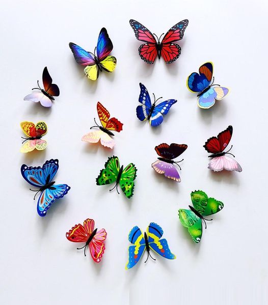 Adesivo da parete farfalla 3D Farfalle simulate Farfalla 3D Doppia ala Decorazione da parete Decalcomanie di arte Decorazione domestica9887383