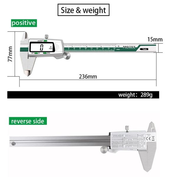 0150mm 001mm Aço Inoxidável de Alta Precisão Eletrônico LCD Display Digital Slide Caliper Vernier Régua Faixa de Medição 150mm 21087233791