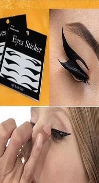 Whole4 Çift Gözler Sticker Cat Style Eyeliner Seksi Geçici Çift Göz Farı Göz Kapağı Bant Dumanlı Dövme Göz Makyaj Araçları Black7478864