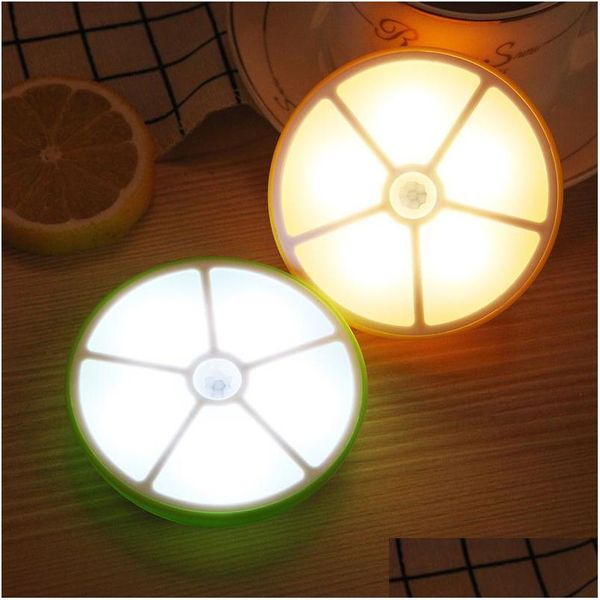 Luci notturne Brelong Led Due in uno Limone Ricarica Luce notturna a induzione del corpo umano con lampada da parete con sensore di movimento 1 pz Consegna a goccia Li Dhox9