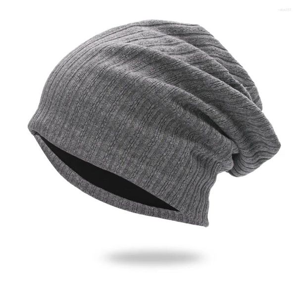 Berets Schwarz Gestreifte Baumwolle Gestrickte Hüte Für Frauen Winter Motorhaube Großhandel Damen Männer Oversize Hip Hop Sloluchy Drop