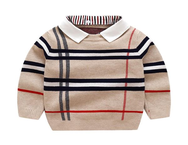 28T Kleinkind Kind Jungen Kleidung Herbst Winter Warme Pullover Top Langarm Plain Pullover Mode Gestrickte Gentleman Outfit Y2008318676479