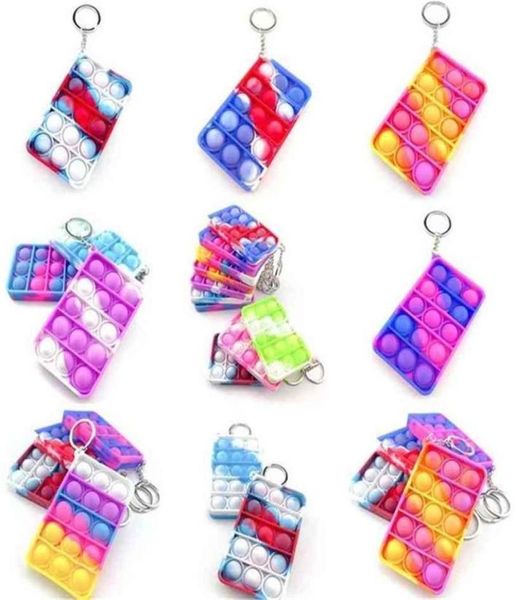 Push Pop Bubble Silikon Keychain Fidget Duyusal Oyuncaklar Çocuklar Zihinsel Aritmetik Bulmaca Oyuncak Tie Boya Parmak Popper Eğlenceli Bulmaca Stresi Re1366284