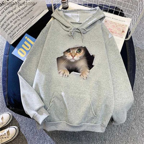 Herren Hoodies Sweatshirts Kawaii Print Katze Hoodies Damen Mode Lässige Sweatshirts Weiblich Langarm Tops Herbst Winter Kleidung Mädchen Streetwear