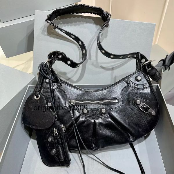 Designer-Tasche, Damen-Unterarm-Luxustasche, modische Biker-Tasche, Leder, Einzel-Schulter-Niete, Umhängetasche, Luxus-Handtasche, klassische Geldbörse mit Originalverpackung