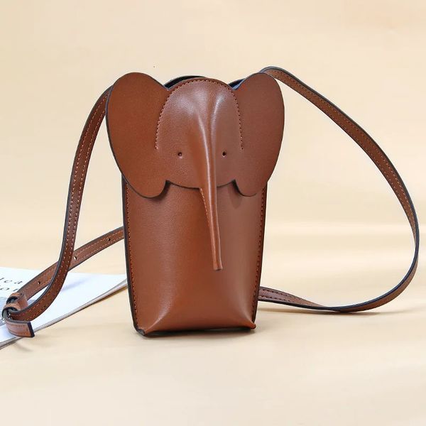 Mode Handy Umhängetasche Frauen Leder Umhängetasche Handtasche Kartenhalter Messenger Bag Elefant Grau Damen Taschen 240304