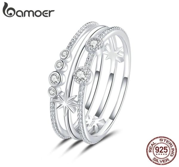 925 Sterling Silber CZ Glänzender Stern Fingerringe für Frauen CZ Frau Ehering Größe Koreanischer Stil edler Schmuck BSR156 2202095771651