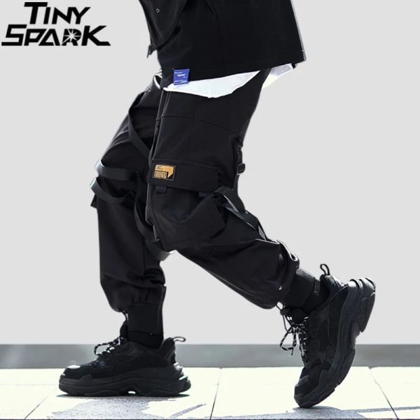 Calça 2023 calças de quadril de quadril calças de streetwear calças bolsos de gola swag haruku mass calças de hiphop calças de calças do tornozelo