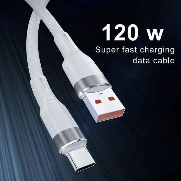 120W Typ C Superschnelles Ladekabel 6A Hochgeschwindigkeits-Datenverdicktes USB-Typ-C-Ladekabel für Xiaomi Samsung LG Laptop Android-Ladekabel