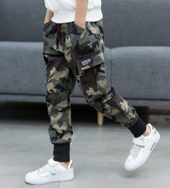 Primavera crianças meninos calças esportivas de algodão casual camuflagem impresso adolescentes meninos carga calças crianças calças feixe pé t2001037719253