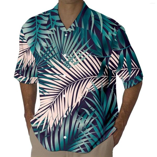 Camicie casual da uomo T-shirt stampata da uomo manica corta vacanza stampa 3d sandalo in gelatina per ragazza con foglia di cocco al mare