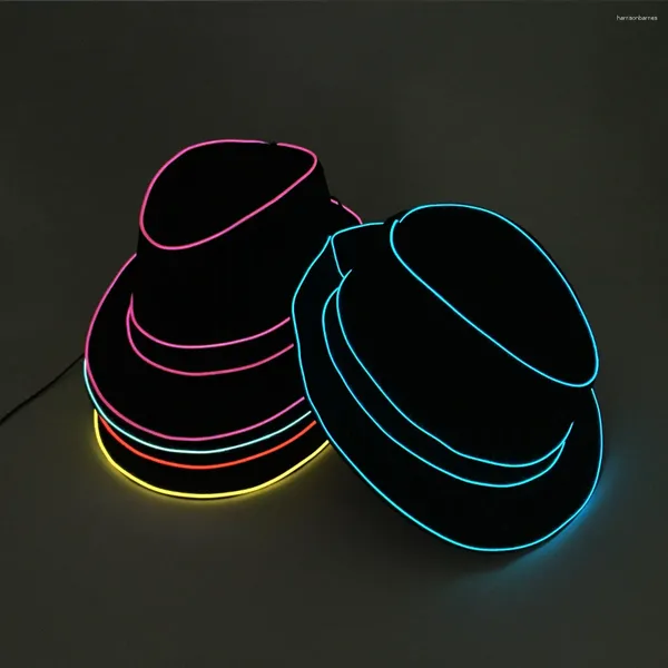 Berets LED CAP FORMAL HAT FEDORA BLINTIERTE NACHTCLUB -Konzert Grand Event Masquerade Outdoor Fun Luminous Hip