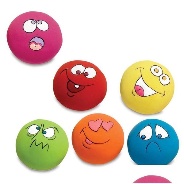 Giocattoli per cani mastica di recente 6 pezzi / set Pet Cat Dog Toys Denti Squeaker Ball Puppy Squeaky Sound Face Fetch Play Toy per cani di piccola taglia Gomma Ch Dhgcn