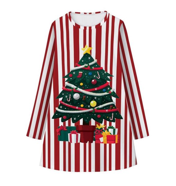 Yeni Çocuk Bebek Giysileri Popüler Çocuklar039S Kızlar Elbise Noel Ağacı Şerit Noktası Dot Baskı Sonbahar Uzun Kollu Tshirt Etek Çocuk1203997