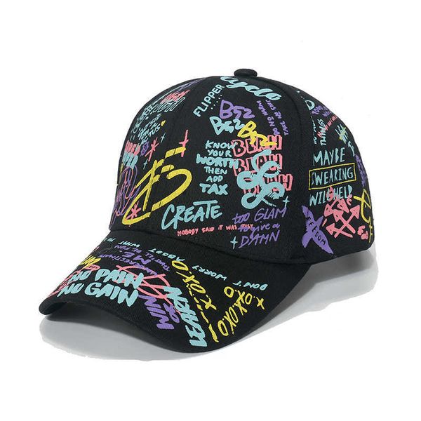 Кепка нового стиля весной и летом 2023 года, повседневная универсальная весенняя прогулочная кепка с солнцезащитным козырьком, студенческая бейсболка с буквенным принтом и граффити, женская корейская версия