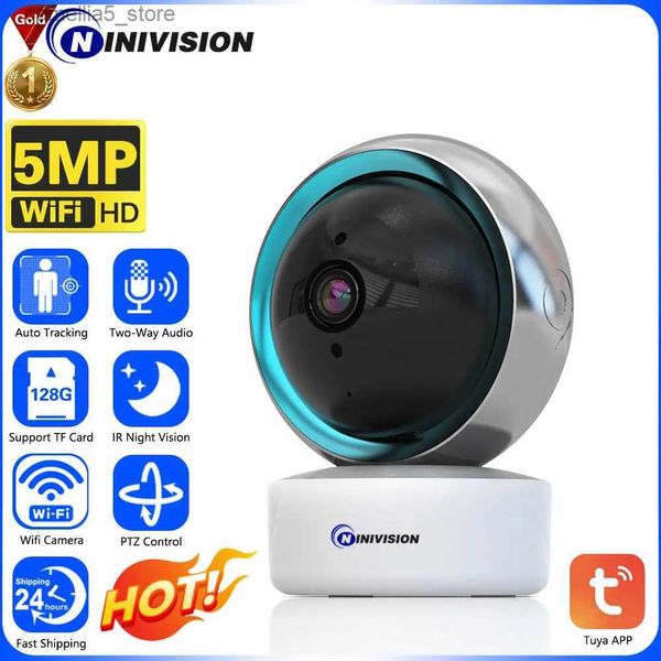 Baby Monitor Camera 5MP Tuya Smart Home Global Mini Wifi IP 360 PTZ Rilevazione movimento Audio bidirezionale Visione notturna Protocollo privato Q240308