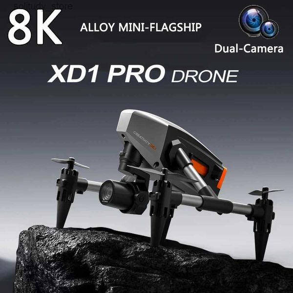 Droni Nuovo XD1 Mini Drone da costruzione in lega 8K Doppia fotocamera professionale 5G WIFI Elicottero a flusso ottico per evitare ostacoli su quattro lati Q240308