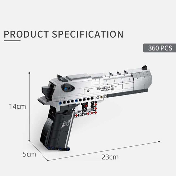 Игрушки-пистолеты Игрушки-пистолеты Desert Eagle Военная серия M1911 Пистолет-пистолет Модель кирпича G18Строительные кирпичи для детей, подарки для мальчиков 2400308