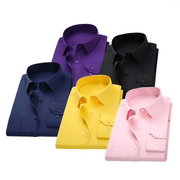 Camisas casuais masculinas moda primavera verão manga longa lapela breasted camisa de cor sólida topo avô botão pijama macacão