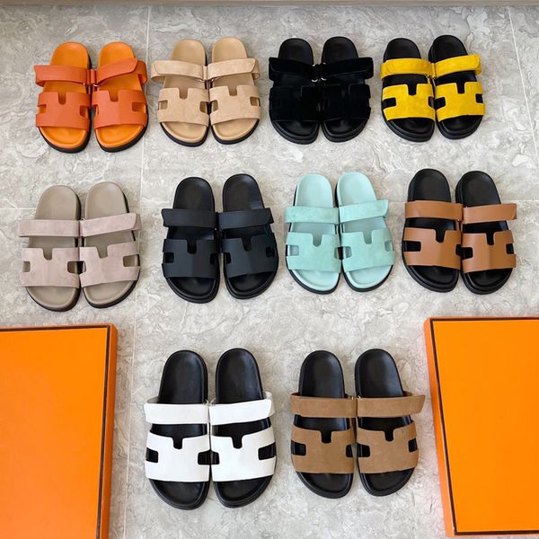 Designer-Sandalen, berühmte Damen-Plattform-Folien, Slipper, Sandale, flache Herrenschuhe, unten, Pelz, Flip-Flops, Sommer, lässig, Strandsandale, echtes Leder, Top-Qualität mit Box 10A