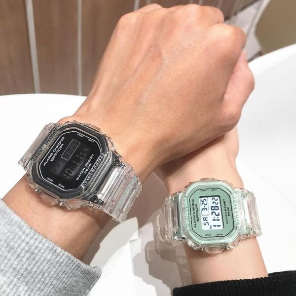 Relógios de pulso Coloful Watch Mulheres Homens Ouro Casual Transparente Digital Sport Relógios Presente do Amante Relógio Crianças Relógio de Pulso Stu256Y