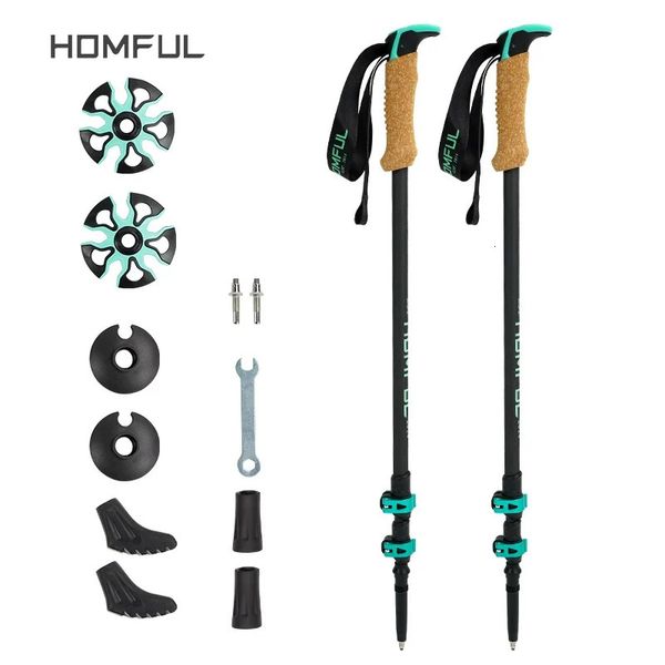 Homful pólos de trekking 195gpc fibra carbono dobrável varas telescópicas leve caminhada caminhadas vara escalada 240304