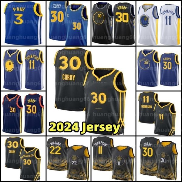 Stephen Curry Wiseman Basketbol Formaları Klay Thompson Vintage Jersey Erkek Gömlekler S-XXL 30 33 11 75th