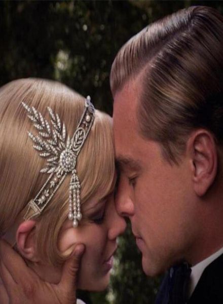 O Grande Gatsby com as mesmas pérolas de noiva Coroa Bling Cristais Coroas de casamento Joias com diamantes Strass Tiara Tiara Accesso3102258