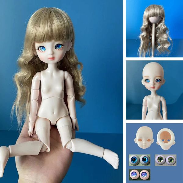 Moda fai da te 30 cm bambola per trucco fatta a mano multijoint mobile 16 Bjd con 3 paia di occhi per bambini giocattolo per ragazze regalo di compleanno 240304