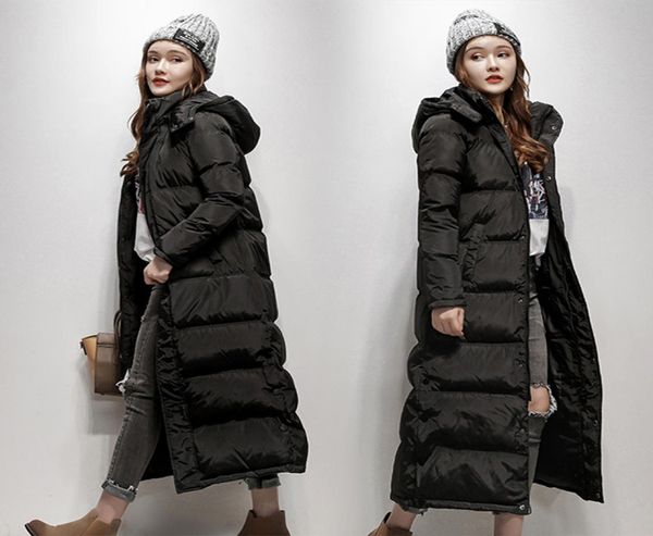 2020 piumino invernale da donna 039 piumino ultra lungo maxi lunghezza alla caviglia piumino femminile abbigliamento con cappuccio cappello nero taglie forti 3698824