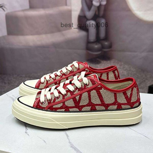 Valentino Вы Sapatos de lona Toile Iconograph Totaloop High Top Snakes Primavera e Outono Mulheres Low Top Sapatos Casuais Sola de Borracha Lona Couro Superior Ao Ar Livre Mens De