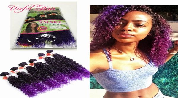 cucire le estensioni dei capelli trecce all'uncinetto intrecci di capelli UTILI Natale 6PCSLOT colore ombre Trame di capelli sintetici Jerry curl PER LE DONNE9133459