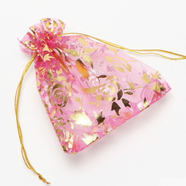 Bolsas de jóias, sacos rosa rosa 4 tamanhos organza jóias presente bolsa dstring sacos saco de doces vender entrega de gota jóias embalagem d dhusz