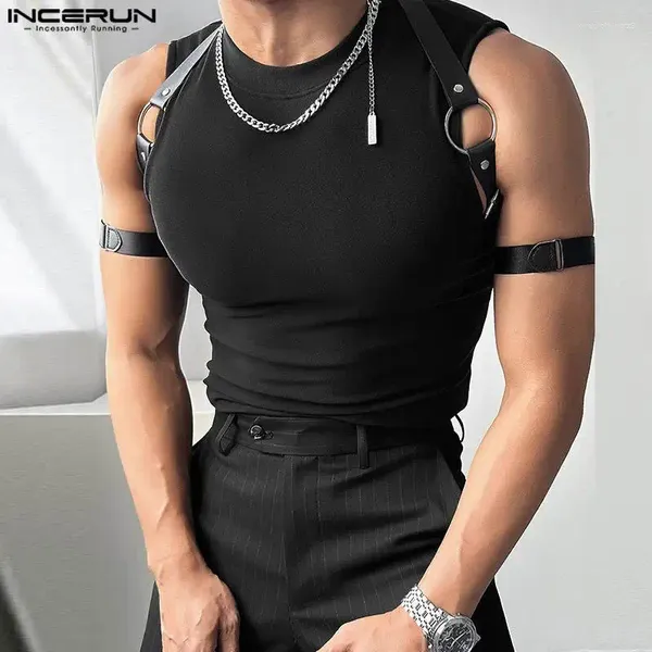 Männer Tank Tops INCERUN 2024 Koreanische Stil doppelseitige Wildleder Casual Oansatz Westen Mode Solide Einfache Ärmel S-5XL