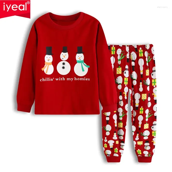 Set di abbigliamento IYEAL Pigiama natalizio per bambini, ragazzi e ragazze, completo da pigiama per la casa in morbido cartone animato