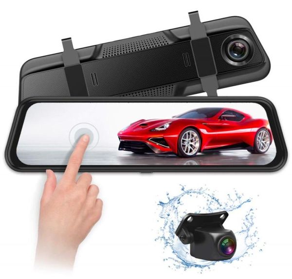 Tela sensível ao toque de 10 polegadas, espelho de fluxo, câmera DVR para carro, gravador 1080P FHD, câmera frontal 170 ° traseira 140 °, ângulo de visão amplo, visão noturna 7766478