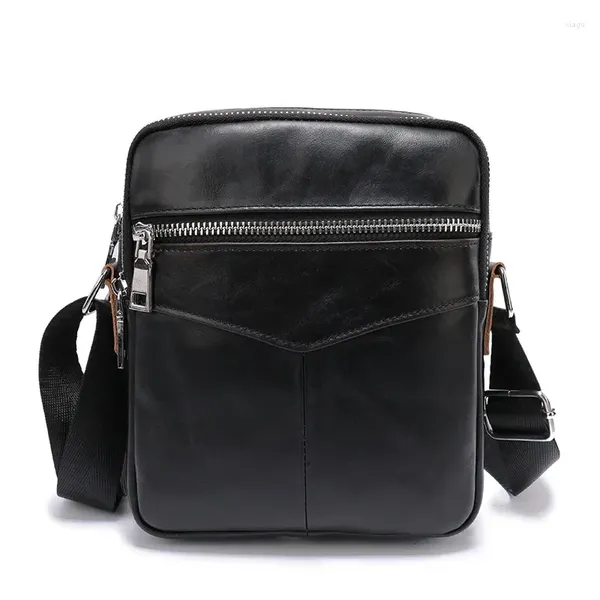 Tasche echtes Leder -Herren -Messenger -Taschen hochwertiger Kuhkreuzkörper vielseitiger männlicher Schulterhandtasche