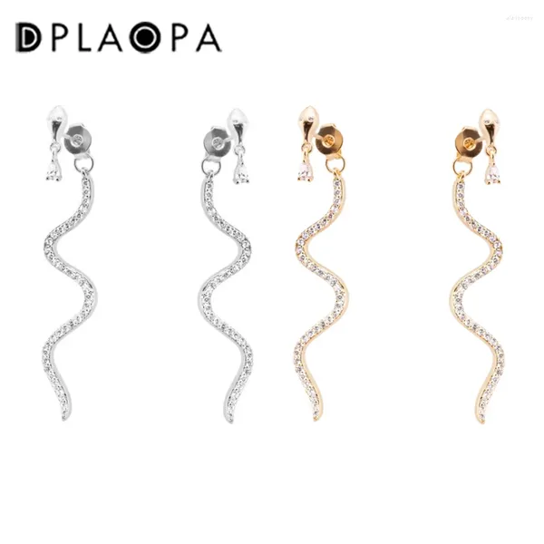 Dangle Brincos DPLAOPA 925 Sterling Silver Gold Snake Long Chain Brinco Clipes 2024 Zircon Pave Drop Fine Jewelry