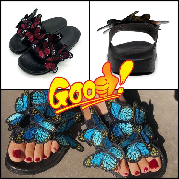 2024 Neue Gai Slipper Sandale Butterfly Slipper Designer Womans Flat Flip Flops Outdoors Pool Sliders Beach Schuh EUR 36-41