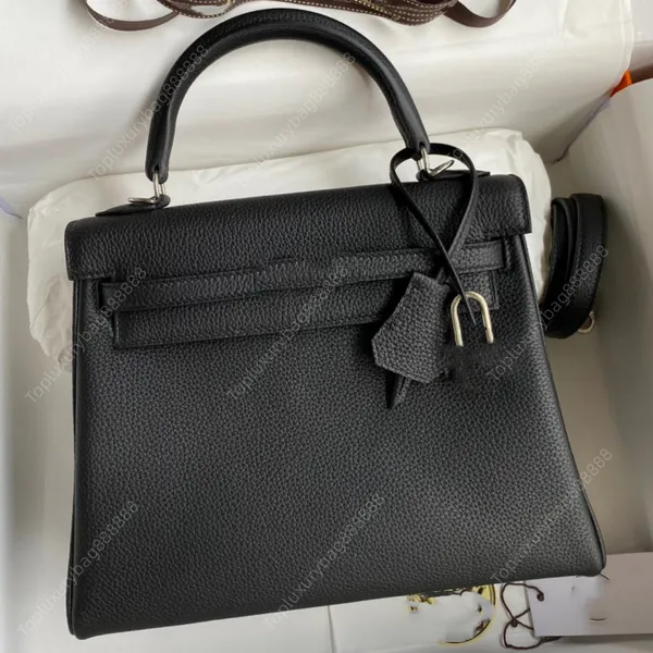 Üst yüksek kaliteli tasarımcı çanta totes lüks çanta tasarımcı crossbody çanta 25cm togo gerçek deri lychee desen el yapımı balmumu hattı içi lüks çanta kutu
