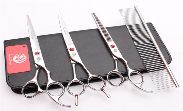 4 Stücke Anzug 7quot JP 440C Lila Drache Professionelle Haar Friseurschere Kamm Schneidescheren Effilierschere UP Curv8400209