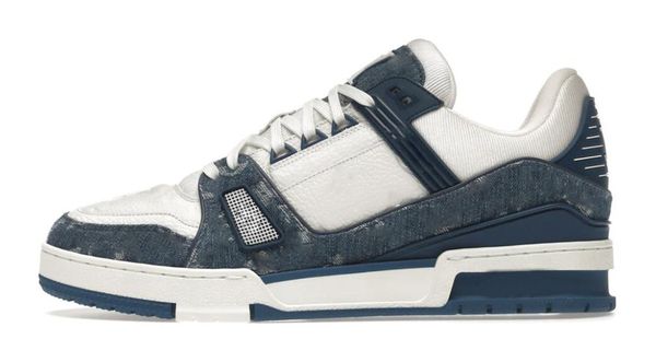 Scarpe firmate da ginnastica in rilievo Scarpe casual di lusso denim Vera pelle bianco verde rosso blu lettera piattaforma moda uomo donna sneakers basse scarpe da ginnastica Taglia 36-46