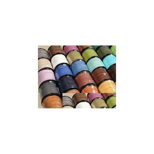 Cavo di filo 15 colori 95M M X 1.5Mm Mticolor piatto finto camoscio coreano Veet collana in pelle cordone fai da te corda filo filo gioielli in pizzo Mak Dhqyz