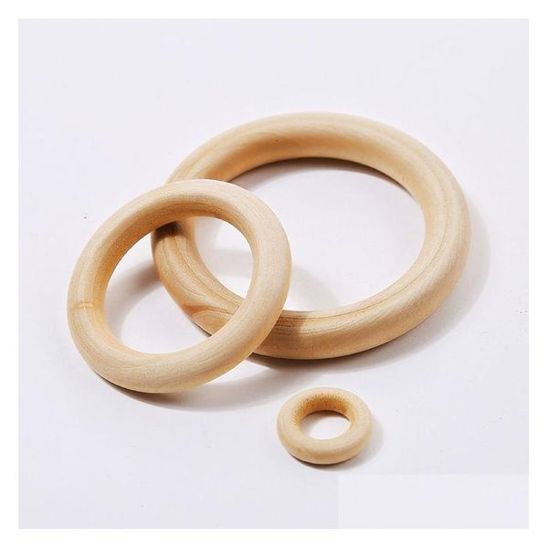 Holz 100 Teile/los Natürliche Farbe Holz Zahnen Perlen Holz Ring Baby Beißring DIY Kinder Schmuck Werfen Spiele 15 20 25 30 35 50mm Drop Deliv Dhwyp