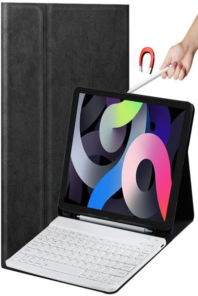 Luxo denim couro inteligente tablet casos para apple ipad pro 11 ar 109 polegadas com slot para caneta teclado bluetooth sem fio proteção completa7253015